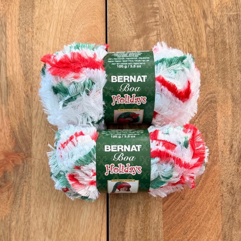 Bundle of Bernat Boa Christmas Yarn